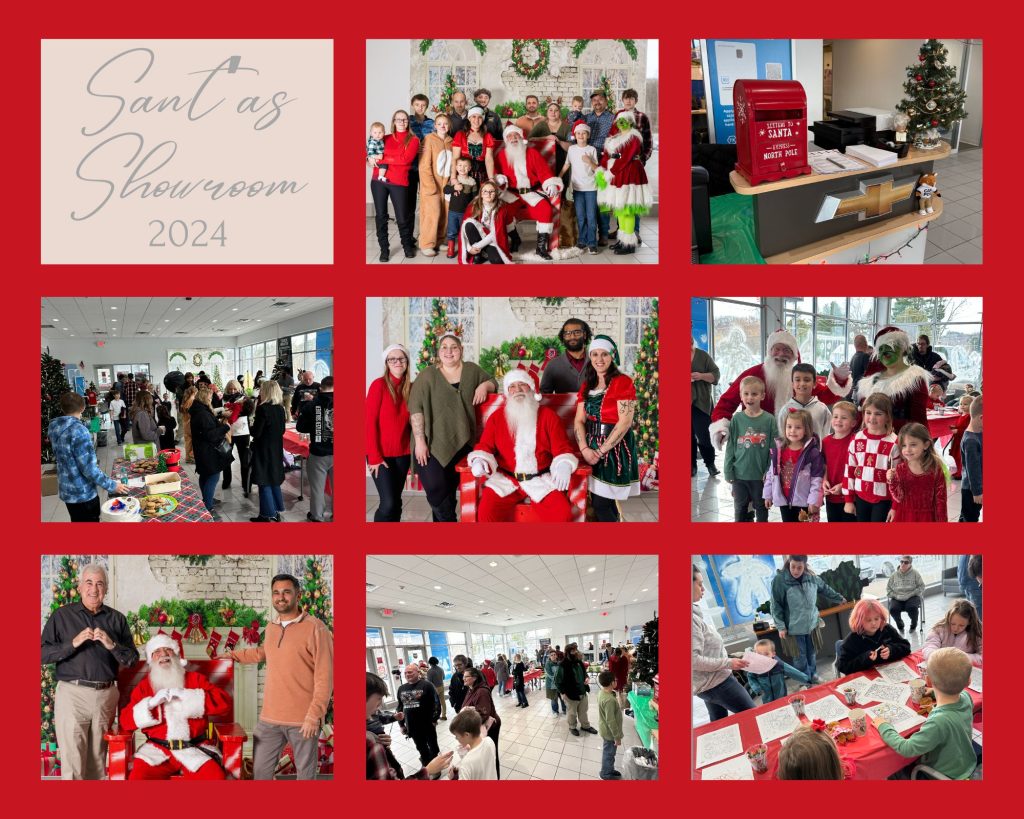 Santa's Showroom Event Photo Collage from Steet Ponte Chevy in Herkimer, NY 