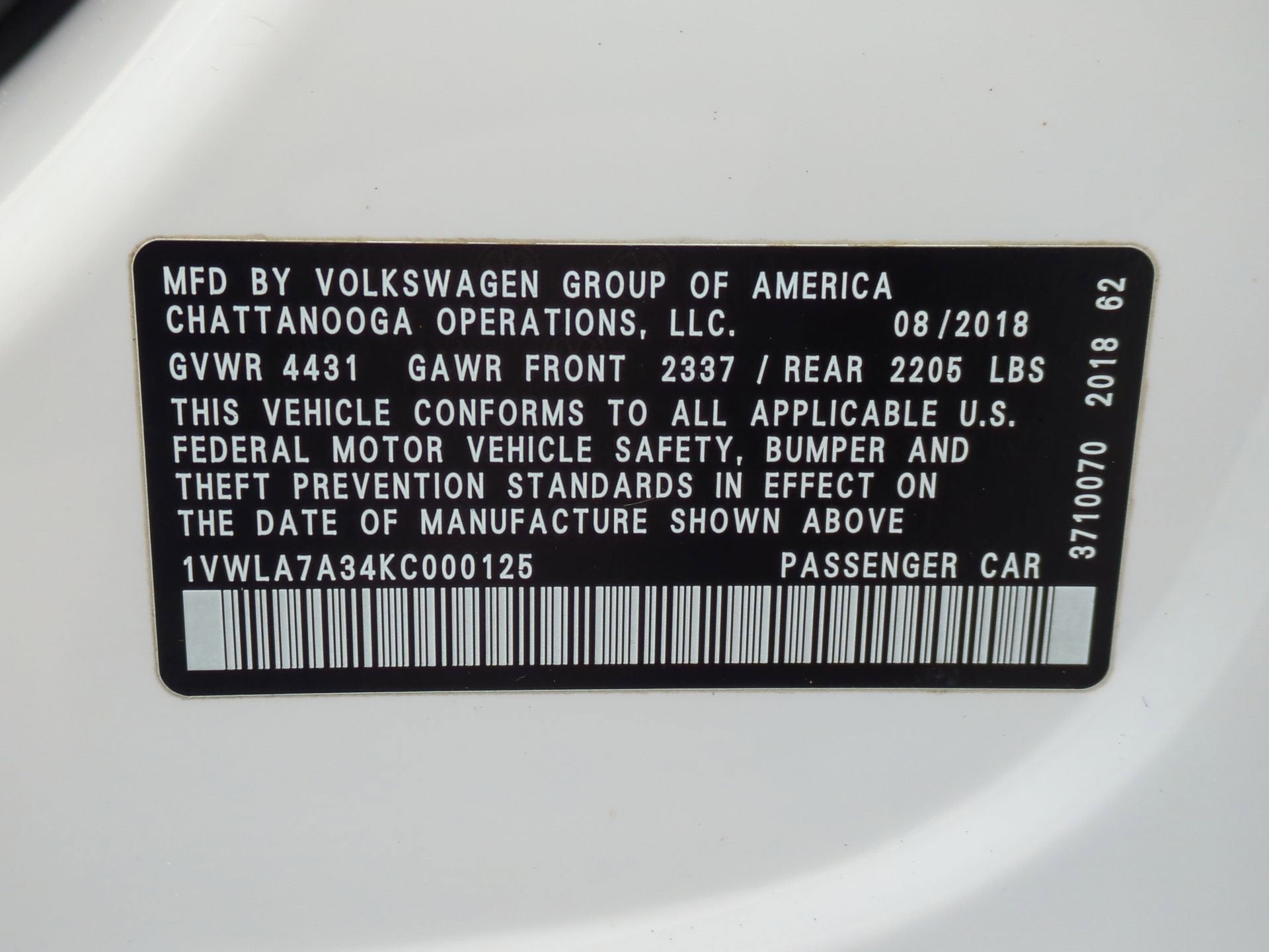 2019 Volkswagen Passat 2.0T Wolfsburg Edition