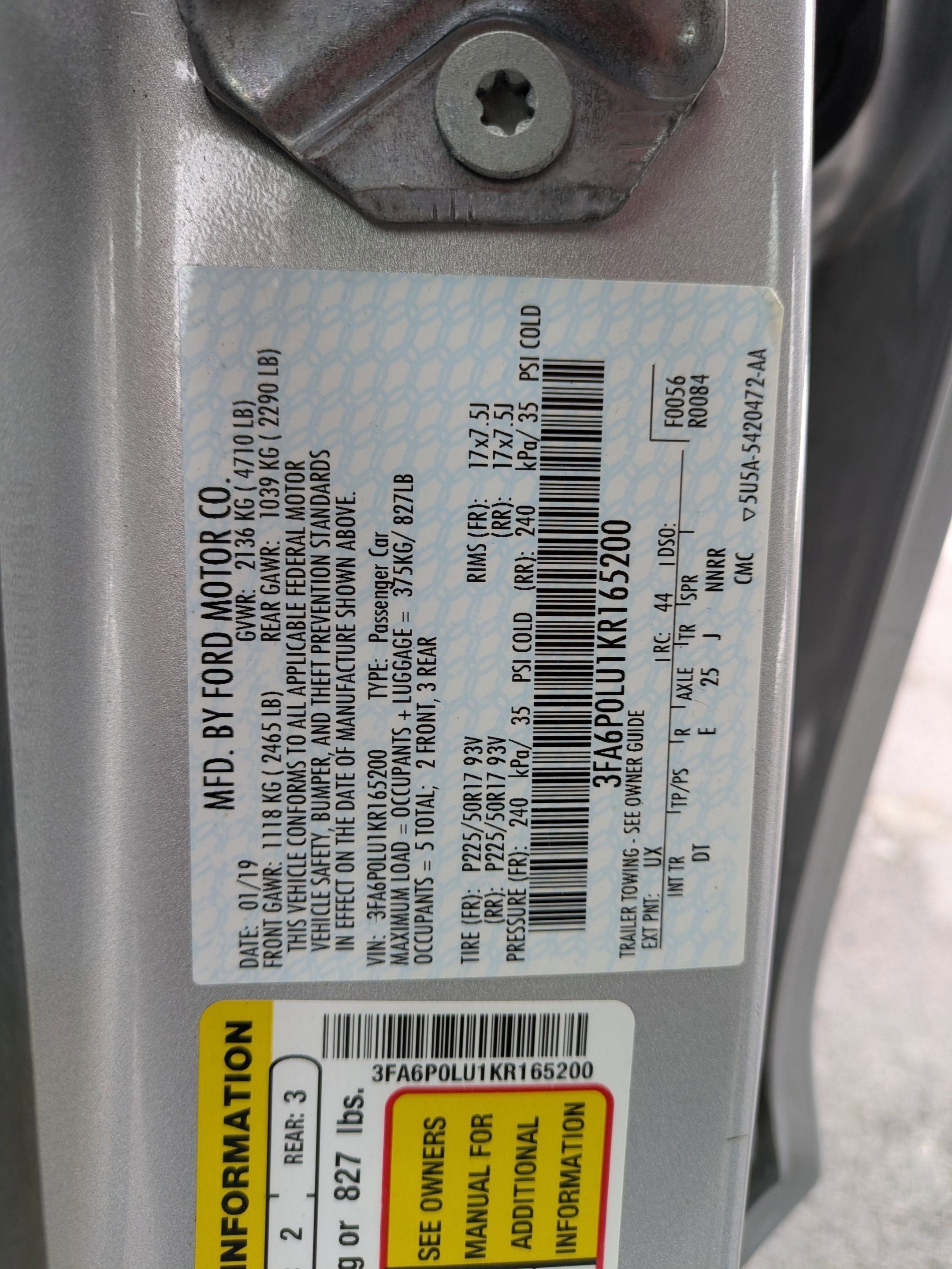 2019 Ford Fusion Hybrid SE