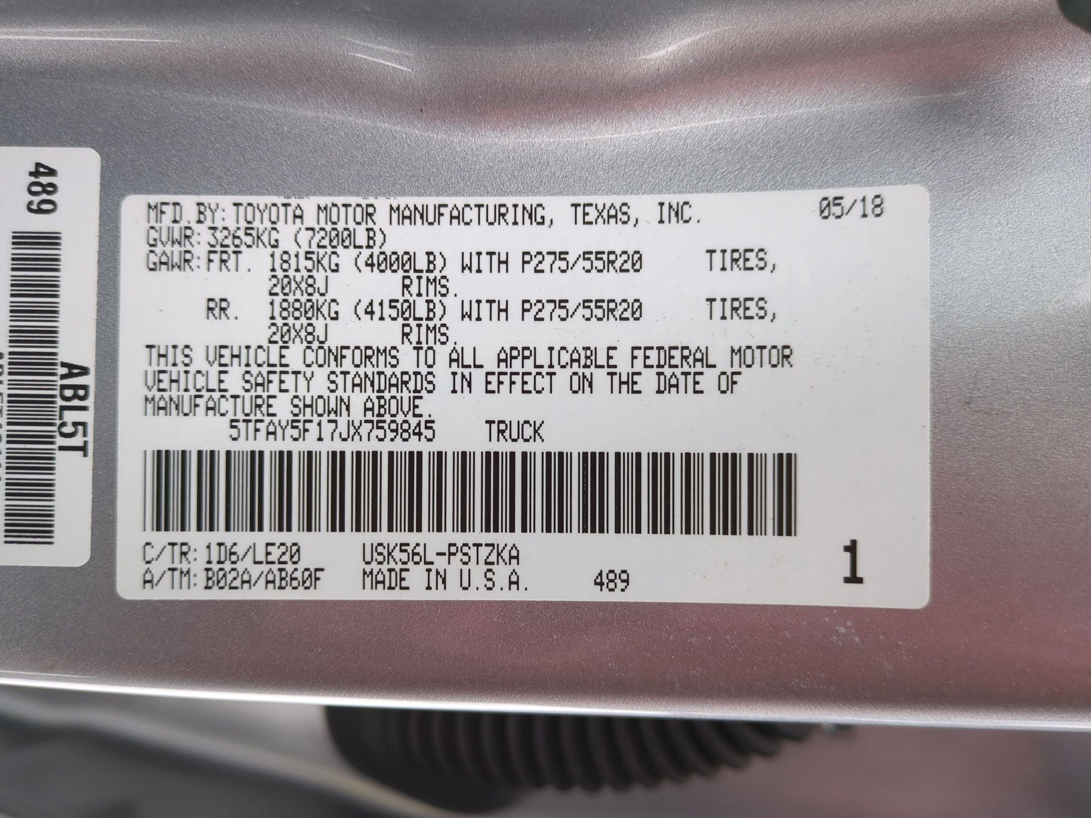 2018 Toyota Tundra 4WD Base