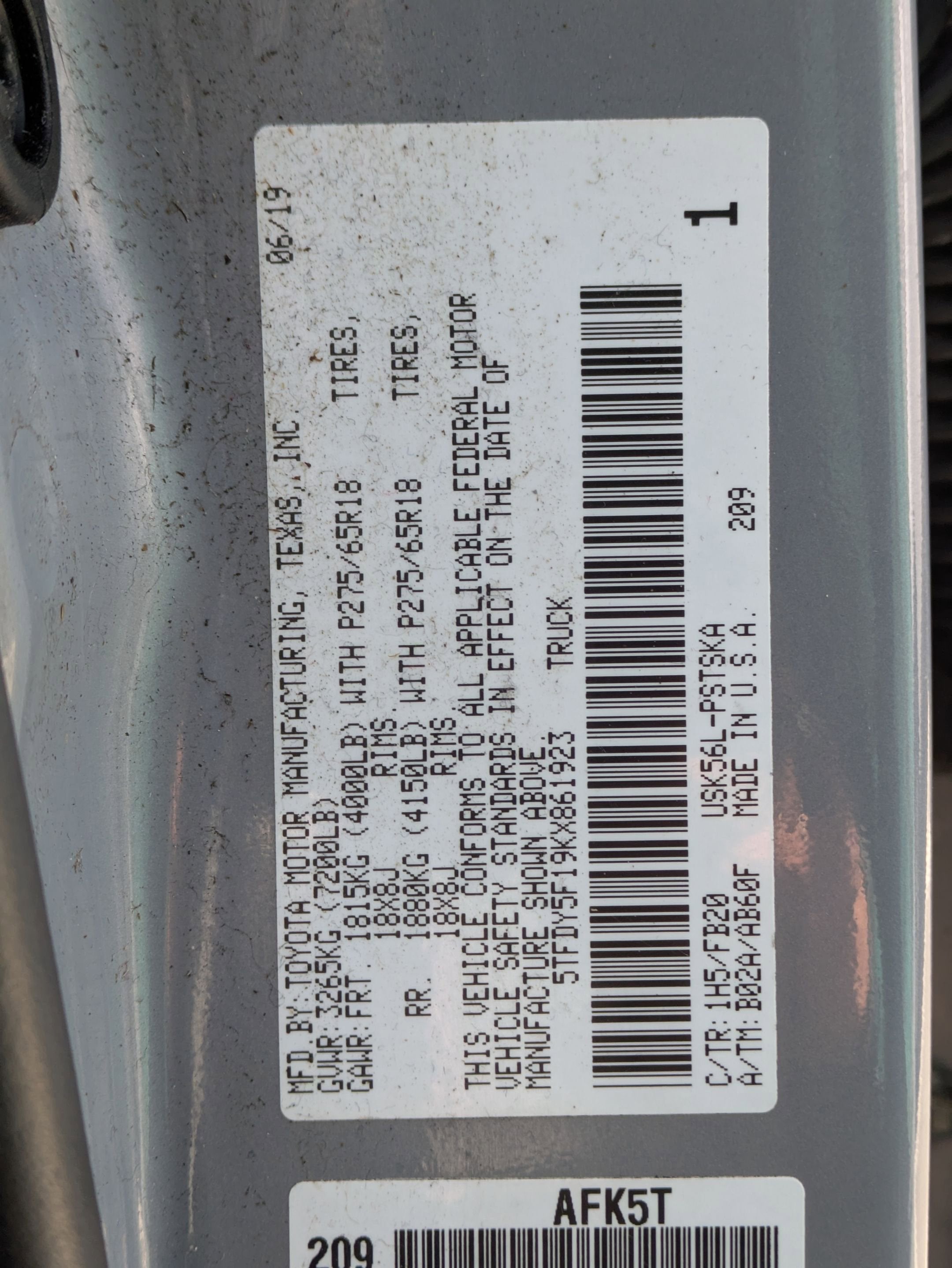 2019 Toyota Tundra 4WD Base