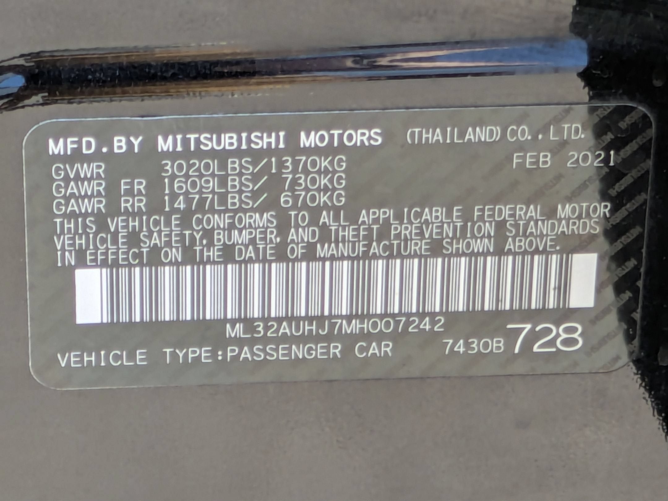 2021 Mitsubishi Mirage Base