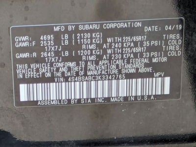 2019 Subaru Outback 2.5i