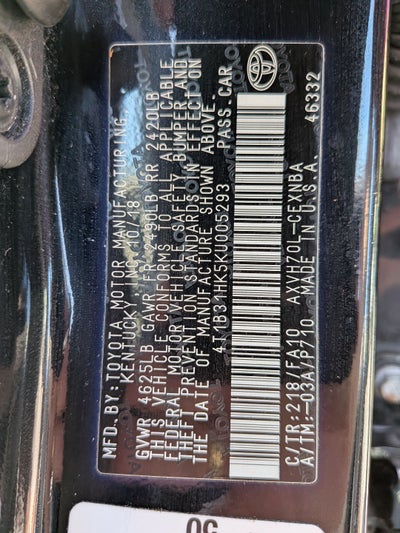 2019 Toyota Camry Hybrid LE