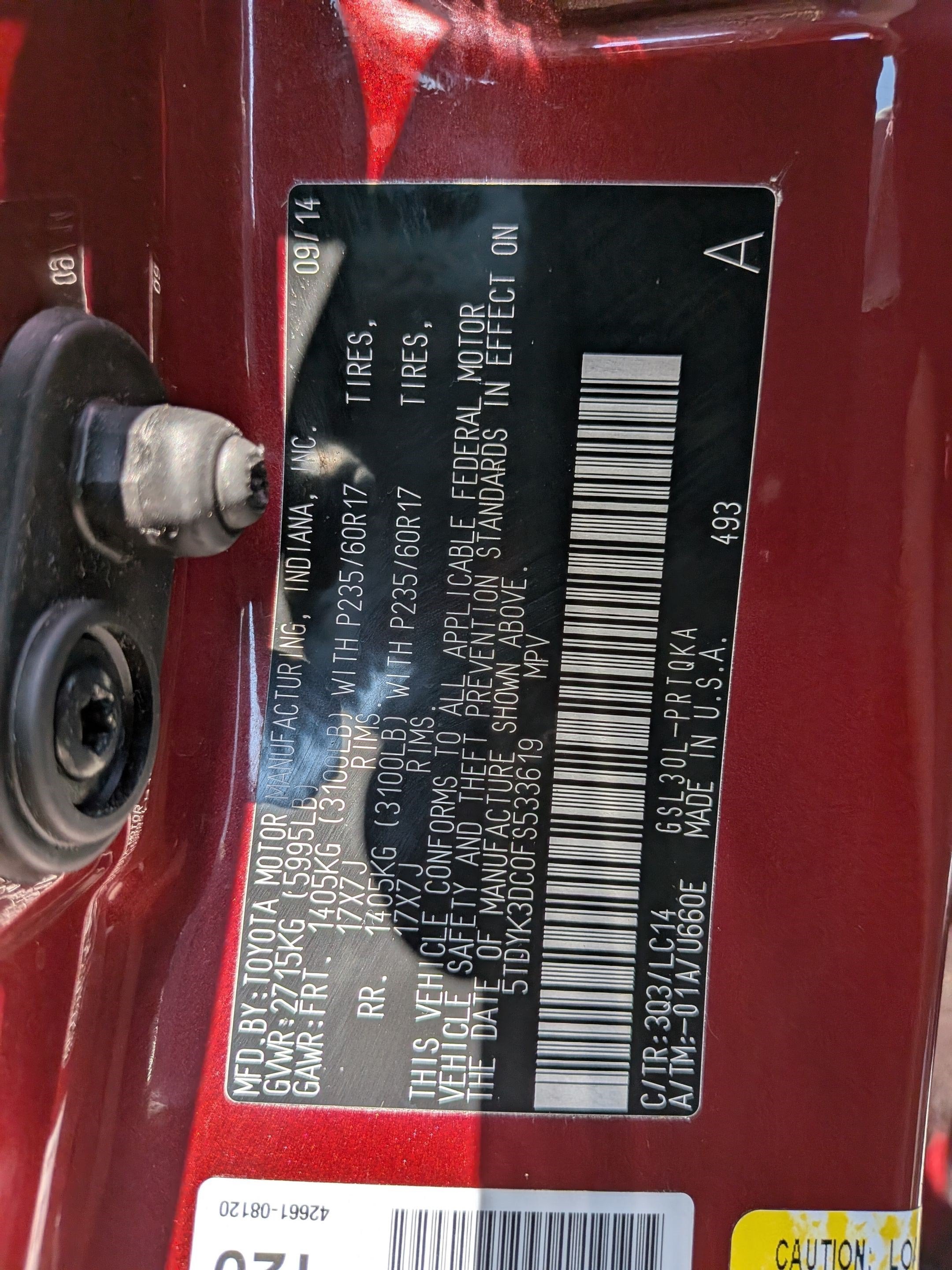 2015 Toyota Sienna XLE 8 Passenger