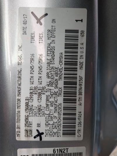 2017 Toyota Tacoma SR Manual Transmission