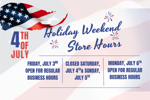 Holiday Store hours - closed from 07/03 to 07/05