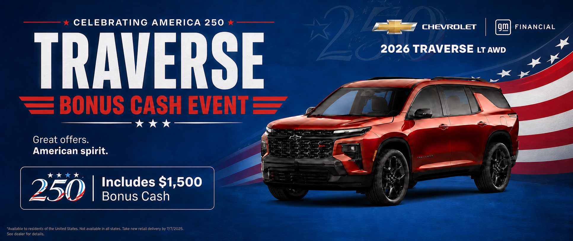 Celebrating America 250, Traverse Bonus Cash Event